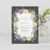 Invitation Mariage Couronne Dorée Charbon (Debout devant)