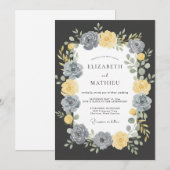 Invitation Mariage Couronne Dorée Charbon (Devant / Derrière)