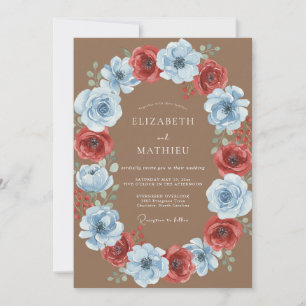 Invitation Mariage Couronne Écarlate d'Acier