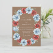 Invitation Mariage Couronne Écarlate d'Acier (Debout devant)
