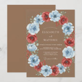 Invitation Mariage Couronne Écarlate d'Acier (Devant / Derrière)