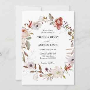 Invitation Mariage Couronne Florale Bohème