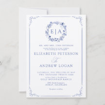 Mariage Couronne Florale Calligraphie Formel Éléga