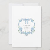 Invitation Mariage Couronne Florale Hydrangea Bleu Monogramme (Dos)