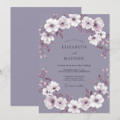 Invitation Mariage Couronne Florale Lilas (Devant / Derrière)