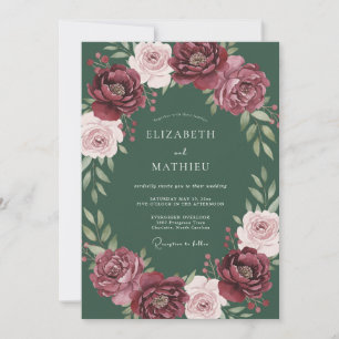 Invitation Mariage Couronne Florale Riche de Bourgogne