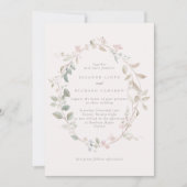 Invitation Mariage Couronne Florale Rose Délicate Formel (Devant)