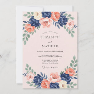 Invitation Mariage Couronne Indigo Rosé