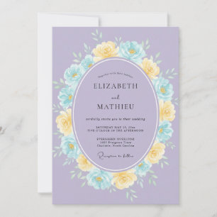 Invitation Mariage Couronne Jaune Lilas