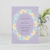 Invitation Mariage Couronne Jaune Lilas (Debout devant)