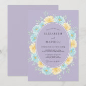 Invitation Mariage Couronne Jaune Lilas (Devant / Derrière)