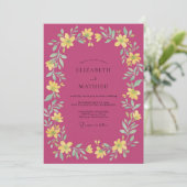 Invitation Mariage Couronne Jaune Magenta (Debout devant)