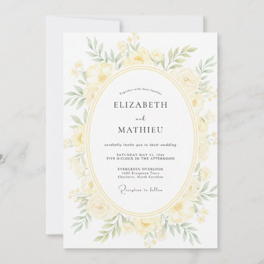 Invitation Mariage Couronne Jaune Pâle (Devant)