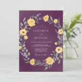 Invitation Mariage Couronne Jaune Prune (Debout devant)