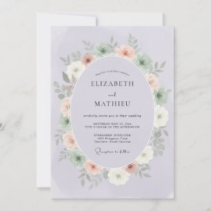 Invitation Mariage Couronne Lavande Pastel