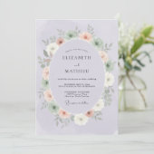 Invitation Mariage Couronne Lavande Pastel (Debout devant)