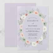 Invitation Mariage Couronne Lavande Pastel (Devant / Derrière)