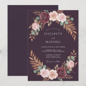 Invitation Mariage Couronne Luxe Violet Foncé (Devant / Derrière)