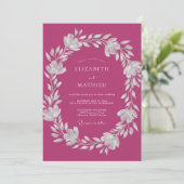Invitation Mariage Couronne Magenta (Debout devant)