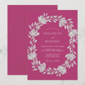 Invitation Mariage Couronne Magenta (Devant / Derrière)