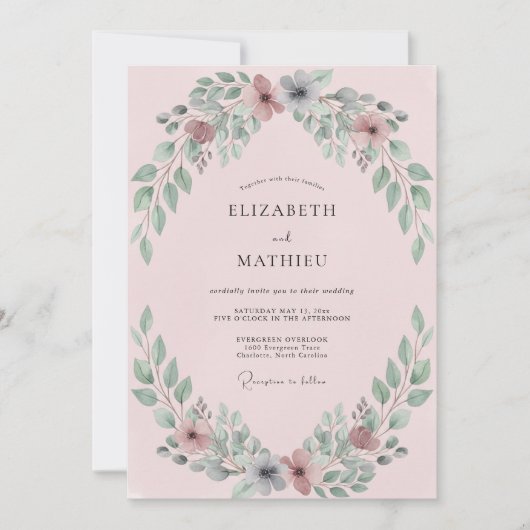 Invitation Mariage Couronne Marron Ardoise (Devant)