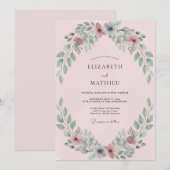 Invitation Mariage Couronne Marron Ardoise (Devant / Derrière)