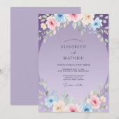 Invitation Mariage Couronne Passé de Pervenche (Devant / Derrière)