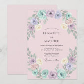 Invitation Mariage Couronne Pastel Rose (Devant / Derrière)