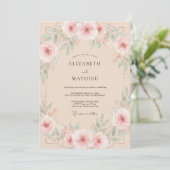 Invitation Mariage Couronne Rose Crème (Debout devant)