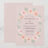 Invitation Mariage Couronne Rose Pâle (Devant / Derrière)