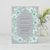 Invitation Mariage Couronne Slate Aqua (Debout devant)
