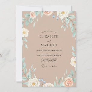 Invitation Mariage Couronne Taupe Champagne