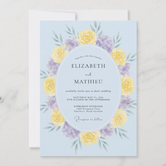Invitation Mariage Couronne Violet Beurre (Devant)