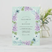 Invitation Mariage Couronne Violet Céladon (Debout devant)