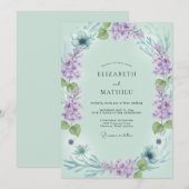 Invitation Mariage Couronne Violet Céladon (Devant / Derrière)
