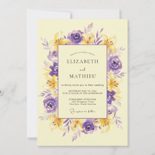 Invitation Mariage Couronne Violet Jaune