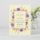 Invitation Mariage Couronne Violet Jaune (Debout devant)