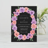 Invitation Mariage Couronne Violet Pêche Onyx (Debout devant)
