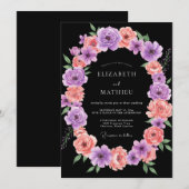 Invitation Mariage Couronne Violet Pêche Onyx (Devant / Derrière)