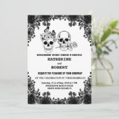 Invitation Mariage crâne Halloween sucre gothique Floral (Debout devant)