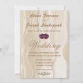 Invitation Mariage Cream Silk & Heart Gems (Devant)