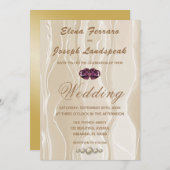 Invitation Mariage Cream Silk & Heart Gems (Devant / Derrière)