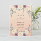 Invitation Mariage Créatif Fleuriste Lavande Crème (Debout devant)