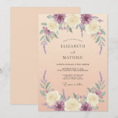 Invitation Mariage Créatif Fleuriste Lavande Crème (Devant / Derrière)