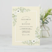 Invitation Mariage Crème Anémone Pétales (Debout devant)