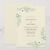 Invitation Mariage Crème Anémone Pétales (Devant / Derrière)