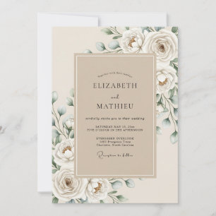 Invitation Mariage Crème Blanc Floraison Éthérée