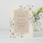 Invitation Mariage Crème Blanc Floraison Éthérée (Debout devant)