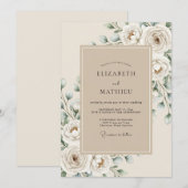 Invitation Mariage Crème Blanc Floraison Éthérée (Devant / Derrière)