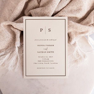 Invitation Mariage Crème Blanc Minimaliste et Chic Cadre Marr